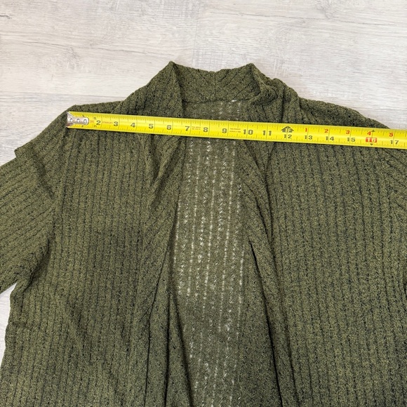 Olive Green Women's Open Knit Cardigan Size L - Picture 9 of 15